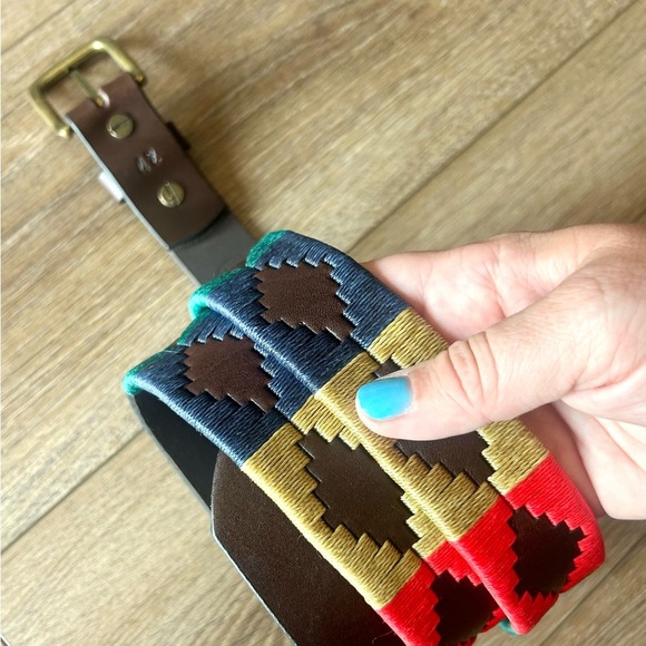 Gaucho Life Western Boho Multicolored Embroidered Cowhide Leather Belt SIZE 42 - Picture 6 of 10